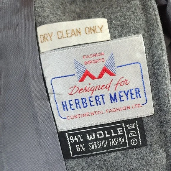 West Germany Vintage HERBERT MEYER Size Small Gray Felted Wool Blend Short‎ Coat